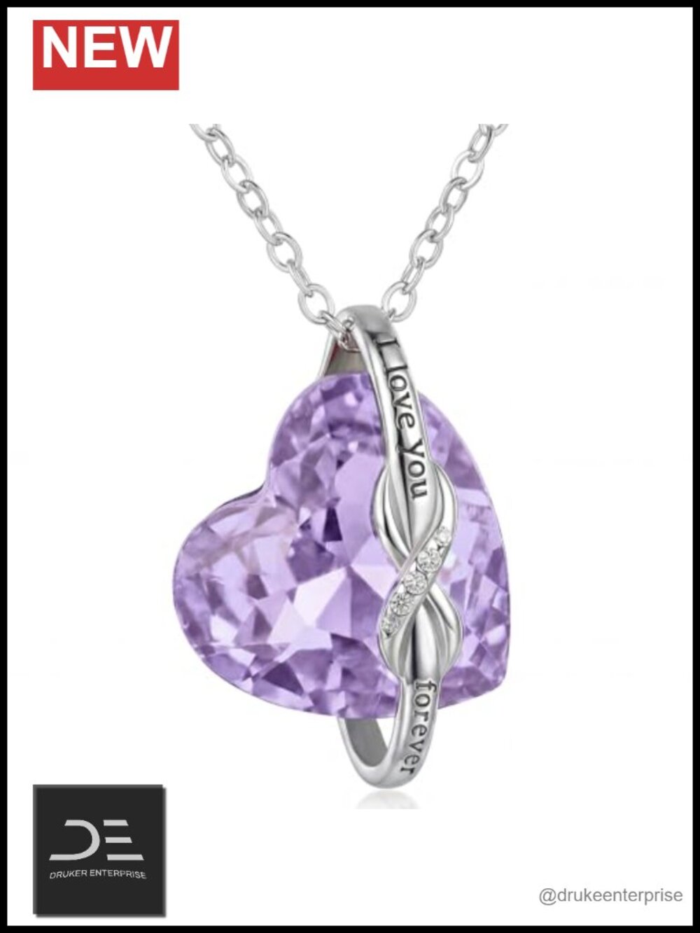 925 Sterling Silver Infinity Heart Pendant Necklace for Women I Love You